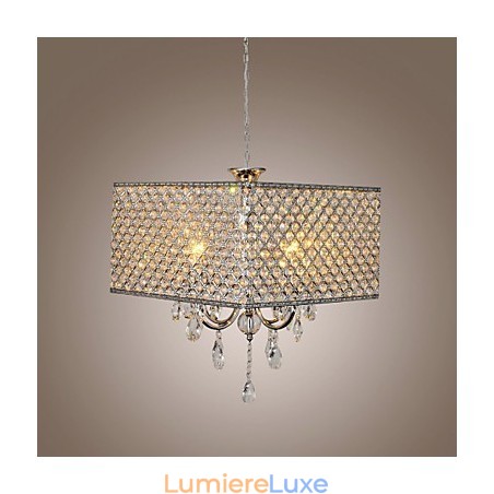 Lustre en métal peint en cristal de tambour contemporain moderne Lustre en métal peint en cristal de tambour contemporain moderne
