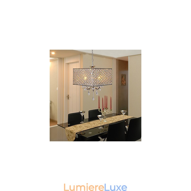 Lustre en métal peint en cristal de tambour contemporain moderne