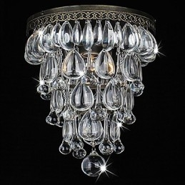 Plafonnier en cristal à 1 lumière, finition vintage en fer galvanisé