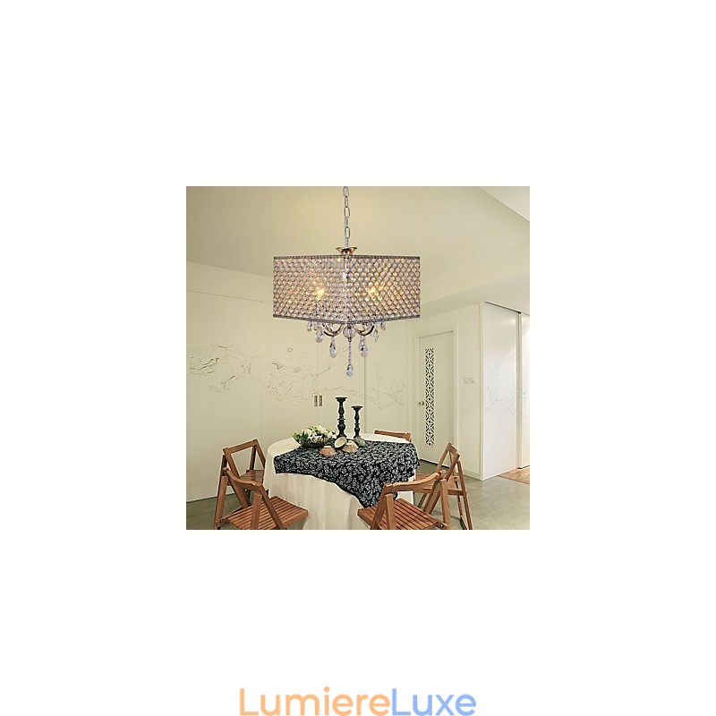 Lustre en métal peint en cristal de tambour contemporain moderne