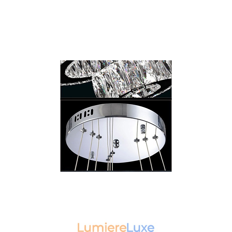 Lustre en cristal K9 à anneaux simples, luminaires de plafond d'intérieur modernes de grande taille