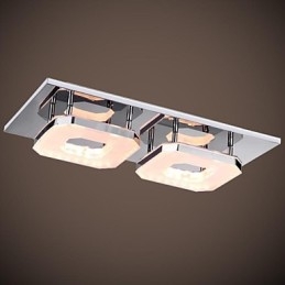 Plafonnier acrylique 16 W à 2 lampes, design moderne, galvanoplastie, acier inoxydable