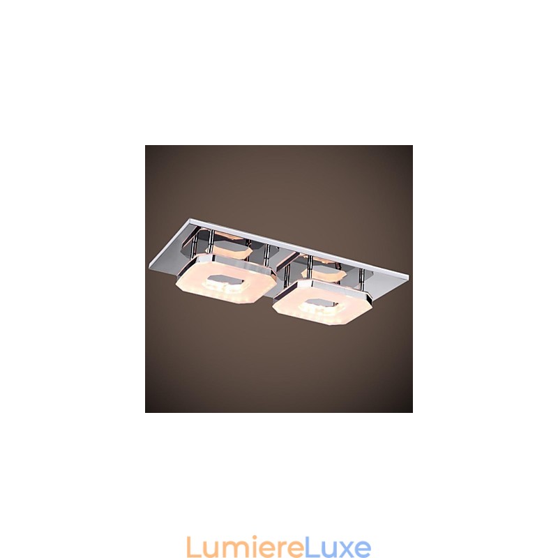 Plafonnier acrylique 16 W à 2 lampes, design moderne, galvanoplastie, acier inoxydable