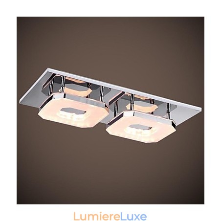 Plafonnier acrylique 16 W à 2 lampes, design moderne, galvanoplastie, acier inoxydable Plafonnier acrylique 16 W à 2 lampes, design moderne, galvanoplastie, acier inoxydable