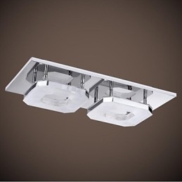 Plafonnier acrylique 16 W à 2 lampes, design moderne, galvanoplastie, acier inoxydable