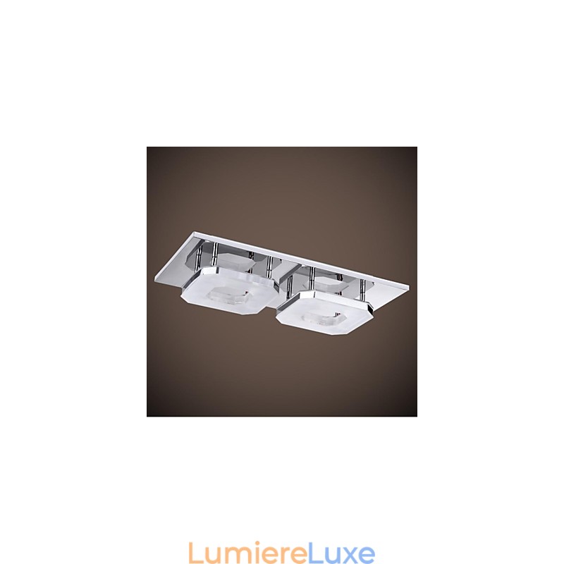 Plafonnier acrylique 16 W à 2 lampes, design moderne, galvanoplastie, acier inoxydable