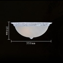 Plafonnier blanc en verre et résine sculptée, style européen classique