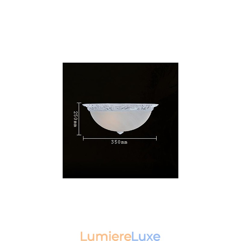 Plafonnier blanc en verre et résine sculptée, style européen classique
