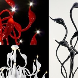 Lustre suspendu en métal peint contemporain moderne