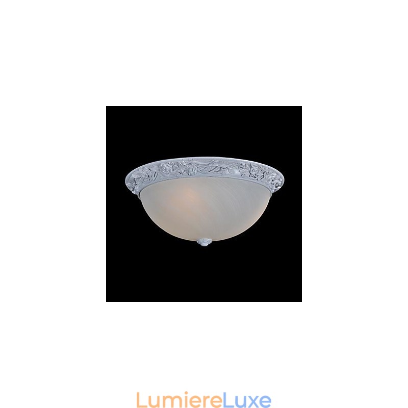 Plafonnier blanc en verre et résine sculptée, style européen classique