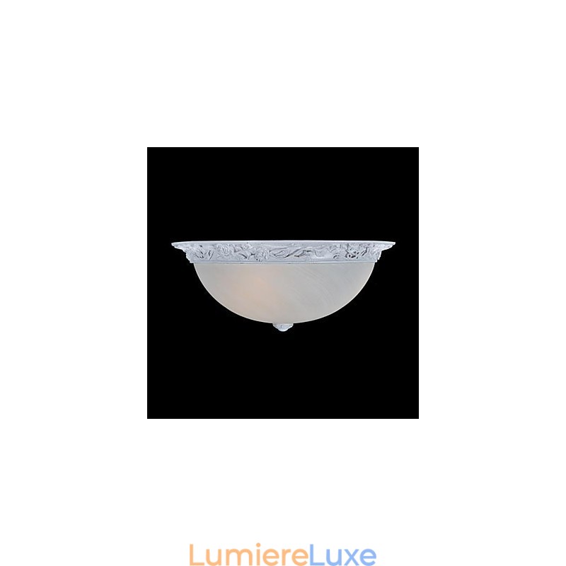 Plafonnier blanc en verre et résine sculptée, style européen classique