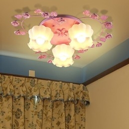 Lampe créative contractée rurale douce rose rose 3 lumières de dôme absorbantes