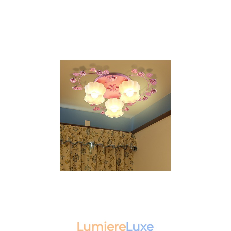 Lampe créative contractée rurale douce rose rose 3 lumières de dôme absorbantes