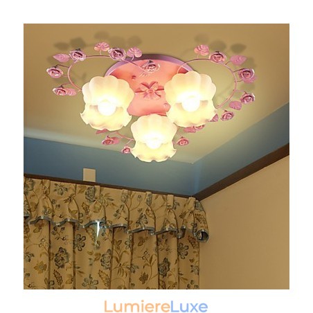 Lampe créative contractée rurale douce rose rose 3 lumières de dôme absorbantes Lampe créative contractée rurale douce rose rose 3 lumières de dôme absorbantes