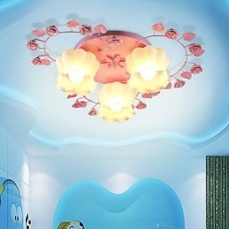 Lampe créative contractée rurale douce rose rose 3 lumières de dôme absorbantes