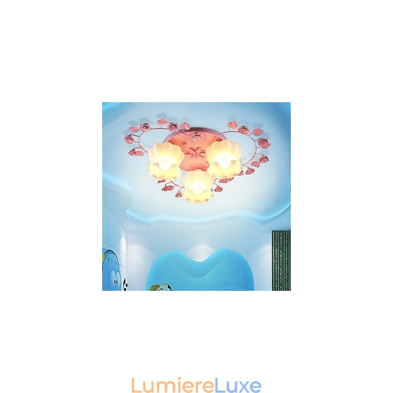 Lampe créative contractée rurale douce rose rose 3 lumières de dôme absorbantes