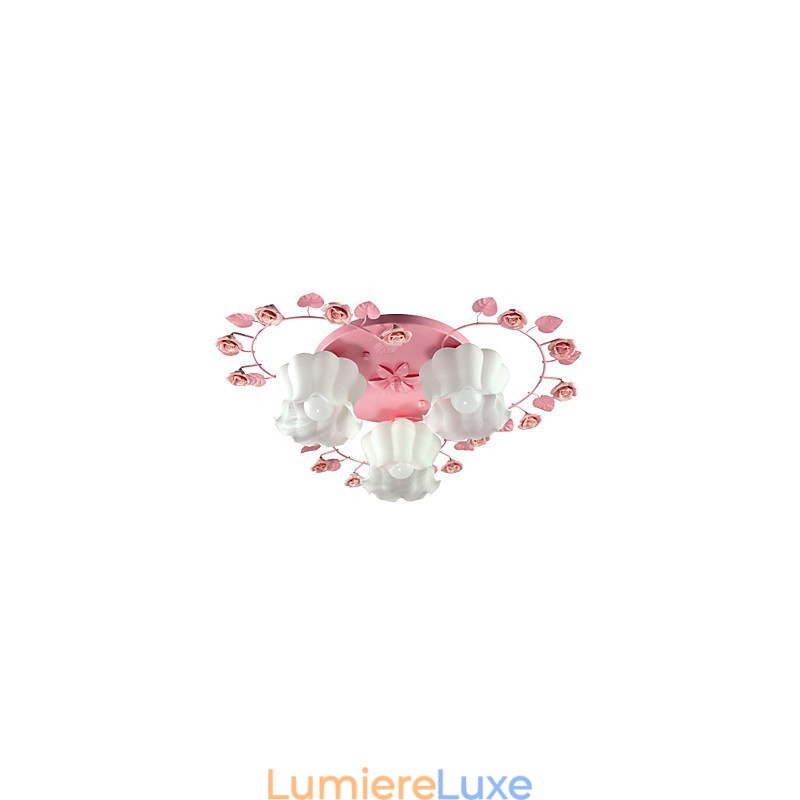 Lampe créative contractée rurale douce rose rose 3 lumières de dôme absorbantes
