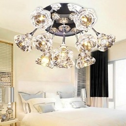 Plafonnier encastré en métal chromé de style rustique contemporain moderne