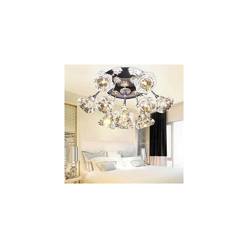 Plafonnier encastré en métal chromé de style rustique contemporain moderne