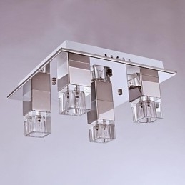 Plafonniers 4 lumières en cristal, placage artistique en acier inoxydable