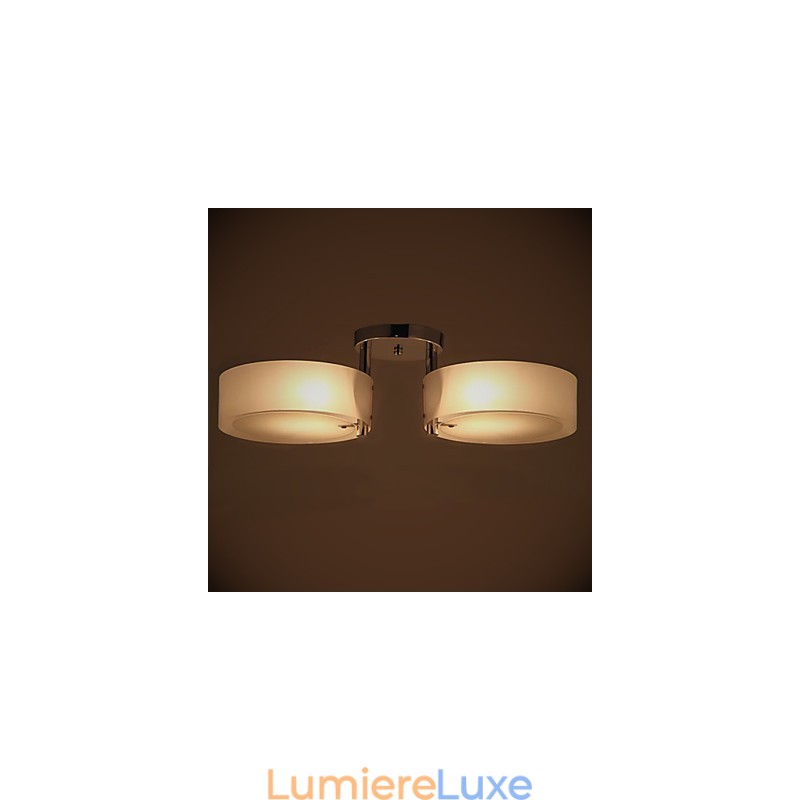 Plafonnier encastré moderne contemporain à 2 lumières en métal