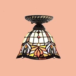 Lampe à dôme absorbante en vitrail des arts créatifs ruraux européens