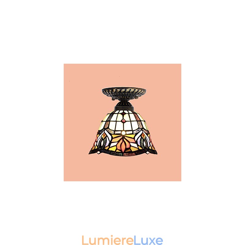 Lampe à dôme absorbante en vitrail des arts créatifs ruraux européens