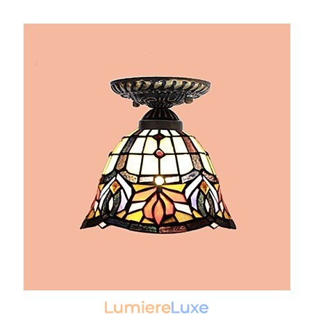 Lampe à dôme absorbante en vitrail des arts créatifs ruraux européens Lampe à dôme absorbante en vitrail des arts créatifs ruraux européens