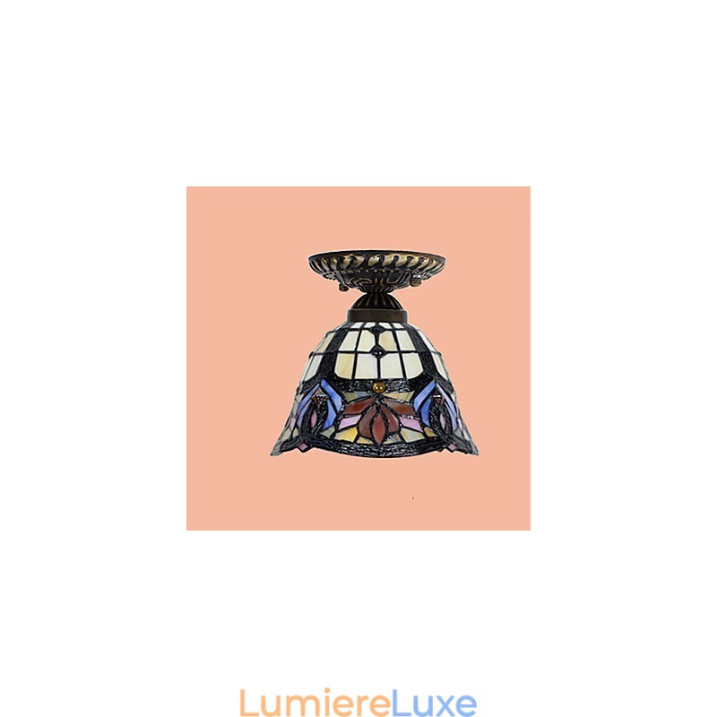 Lampe à dôme absorbante en vitrail des arts créatifs ruraux européens