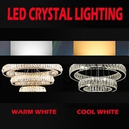 Lustre en cristal K9 à anneaux simples, luminaires de plafond d'intérieur modernes de grande taille