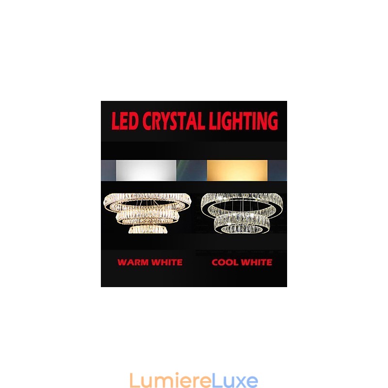 Lustre en cristal K9 à anneaux simples, luminaires de plafond d'intérieur modernes de grande taille