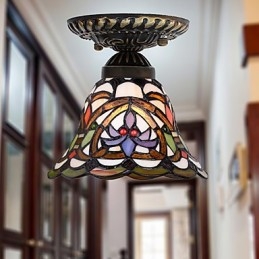 Lampe à dôme absorbante en vitrail des arts créatifs ruraux européens