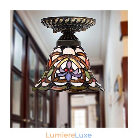 Lampe à dôme absorbante en vitrail des arts créatifs ruraux européens Lampe à dôme absorbante en vitrail des arts créatifs ruraux européens