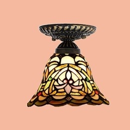 Lampe à dôme absorbante en vitrail des arts créatifs ruraux européens