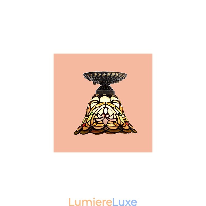 Lampe à dôme absorbante en vitrail des arts créatifs ruraux européens