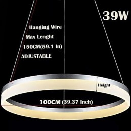 Suspension ronde en acrylique moderne, luminaires de plafond luxueux à anneau unique