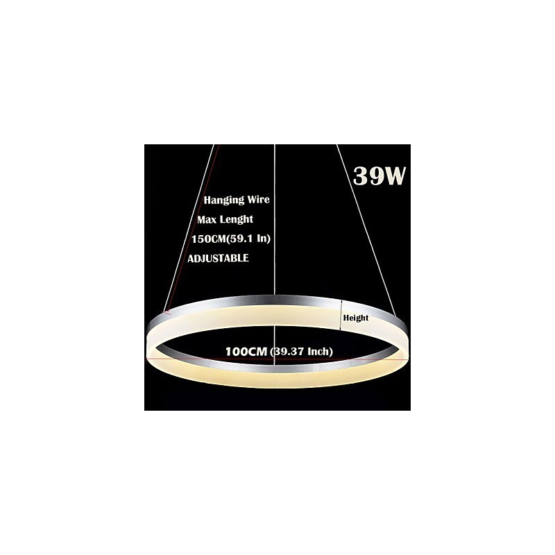 Suspension ronde en acrylique moderne, luminaires de plafond luxueux à anneau unique