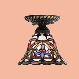 Lampe à dôme absorbante en vitrail des arts créatifs ruraux européens