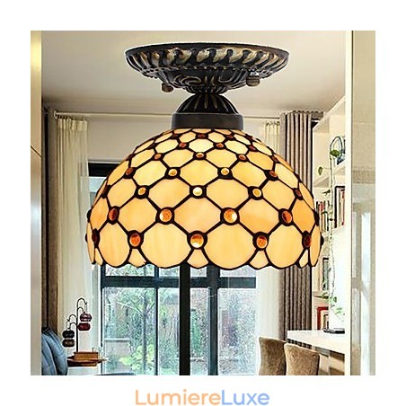 Lampe à dôme absorbante en vitrail des arts créatifs ruraux européens