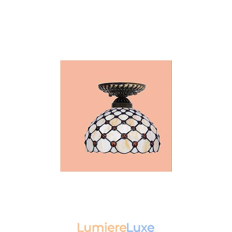 Lampe à dôme absorbante en vitrail des arts créatifs ruraux européens