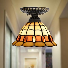 Lampe à dôme absorbante en vitrail des arts créatifs ruraux européens