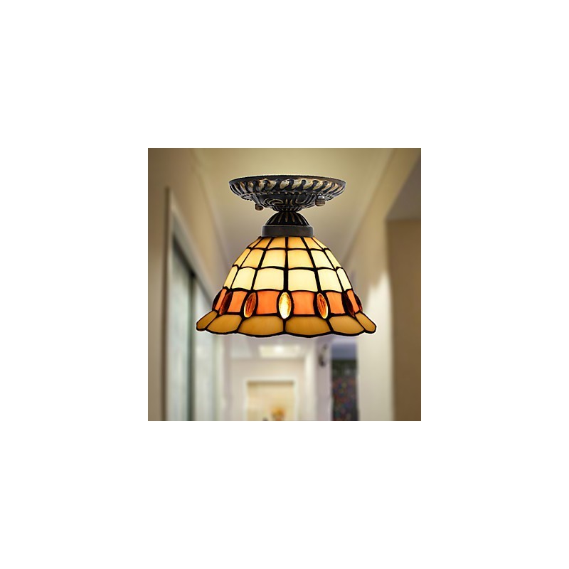 Lampe à dôme absorbante en vitrail des arts créatifs ruraux européens