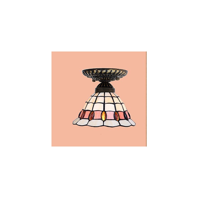 Lampe à dôme absorbante en vitrail des arts créatifs ruraux européens