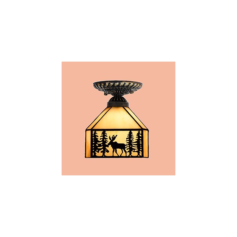 Lampe de Noël en forme de dôme absorbant en vitrail, style européen rural et créatif
