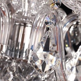 Lustre en cristal de luxe moderne à 8 lumières avec abat-jour en tissu