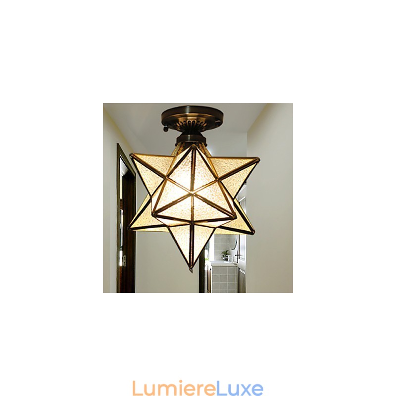Étoiles en vitrail des arts créatifs ruraux européens pour absorber la lumière des lampes à dôme