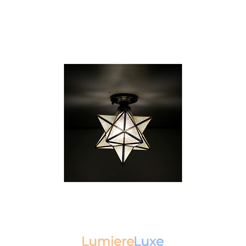Étoiles en vitrail des arts créatifs ruraux européens pour absorber la lumière des lampes à dôme