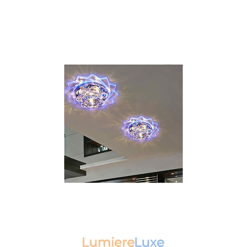 Mini plafonnier en cristal 20 x 8,5 cm, 3 W, lampe créative, tube lumineux coloré, carré, dôme