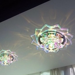 Mini plafonnier en cristal 20 x 8,5 cm, 3 W, lampe créative, tube lumineux coloré, carré, dôme