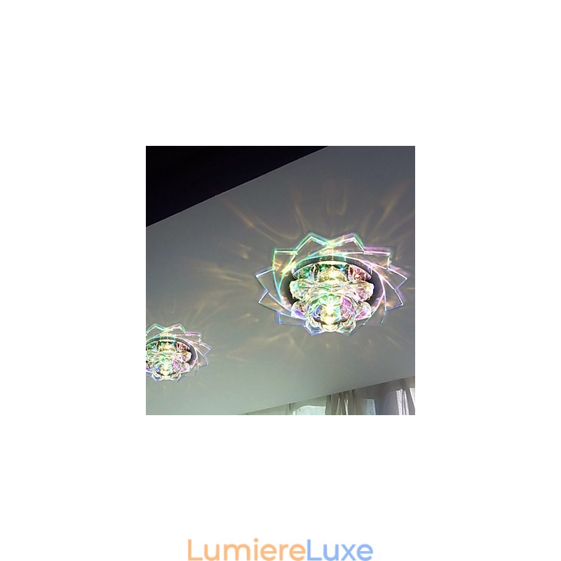 Mini plafonnier en cristal 20 x 8,5 cm, 3 W, lampe créative, tube lumineux coloré, carré, dôme